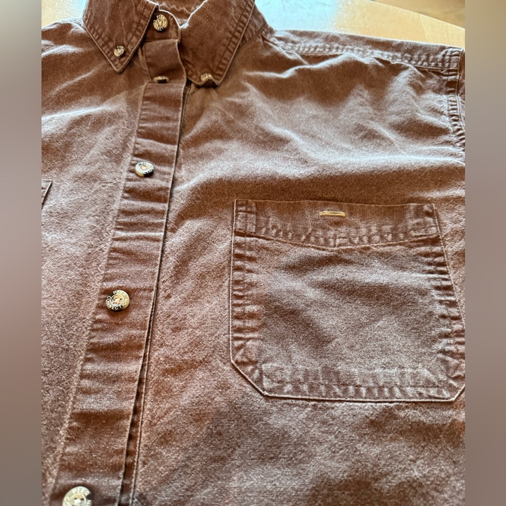 90s Men’s Stone Wash Look Long Sleeve Brown Shirt XL NWT